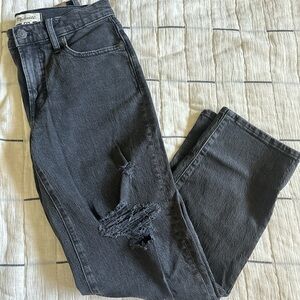Madewell Women's Black/gray Distressed Straight Leg Jeans